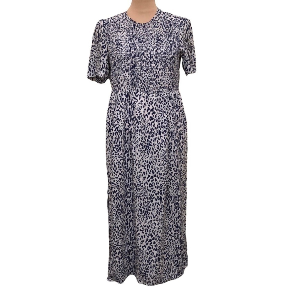 Baum Und Pferdgarten Adamaris Midi Dress Size 14 White Blue Leopard Animal Print